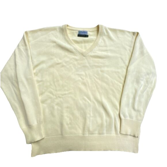 Puritan Sweater Men M Yellow Cotton V Neck Long Sleeve - Picture 1 of 7